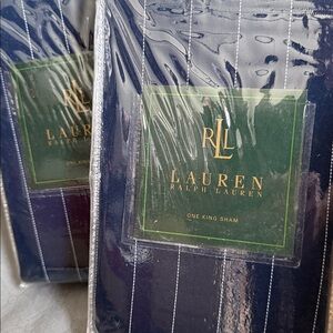 Ralph Lauren Worth Avenue Navy Blue Blazer Stripe King Shams New Vintage